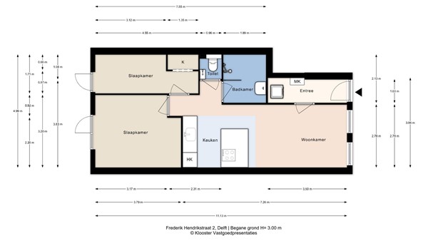 Plattegrond - Frederik Hendrikstraat 2, 2628 TB Delft - Frederik Hendrikstraat 2 - Begane grond - 2D.jpg